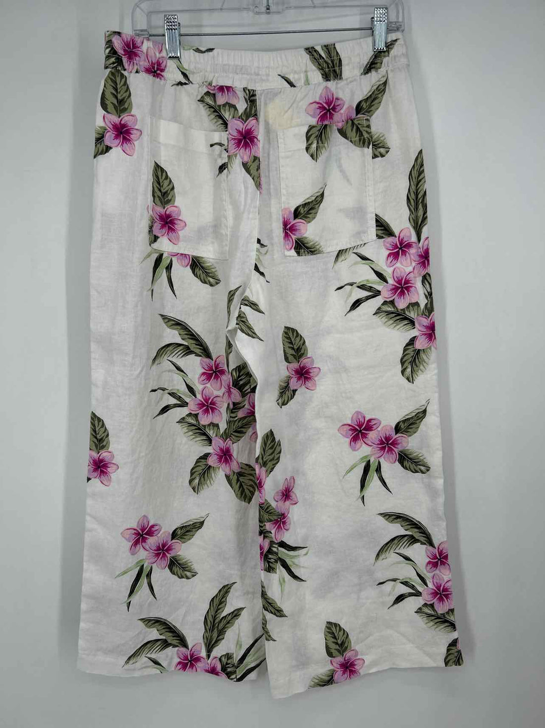 Land's End Size S White Floral Linen Pants