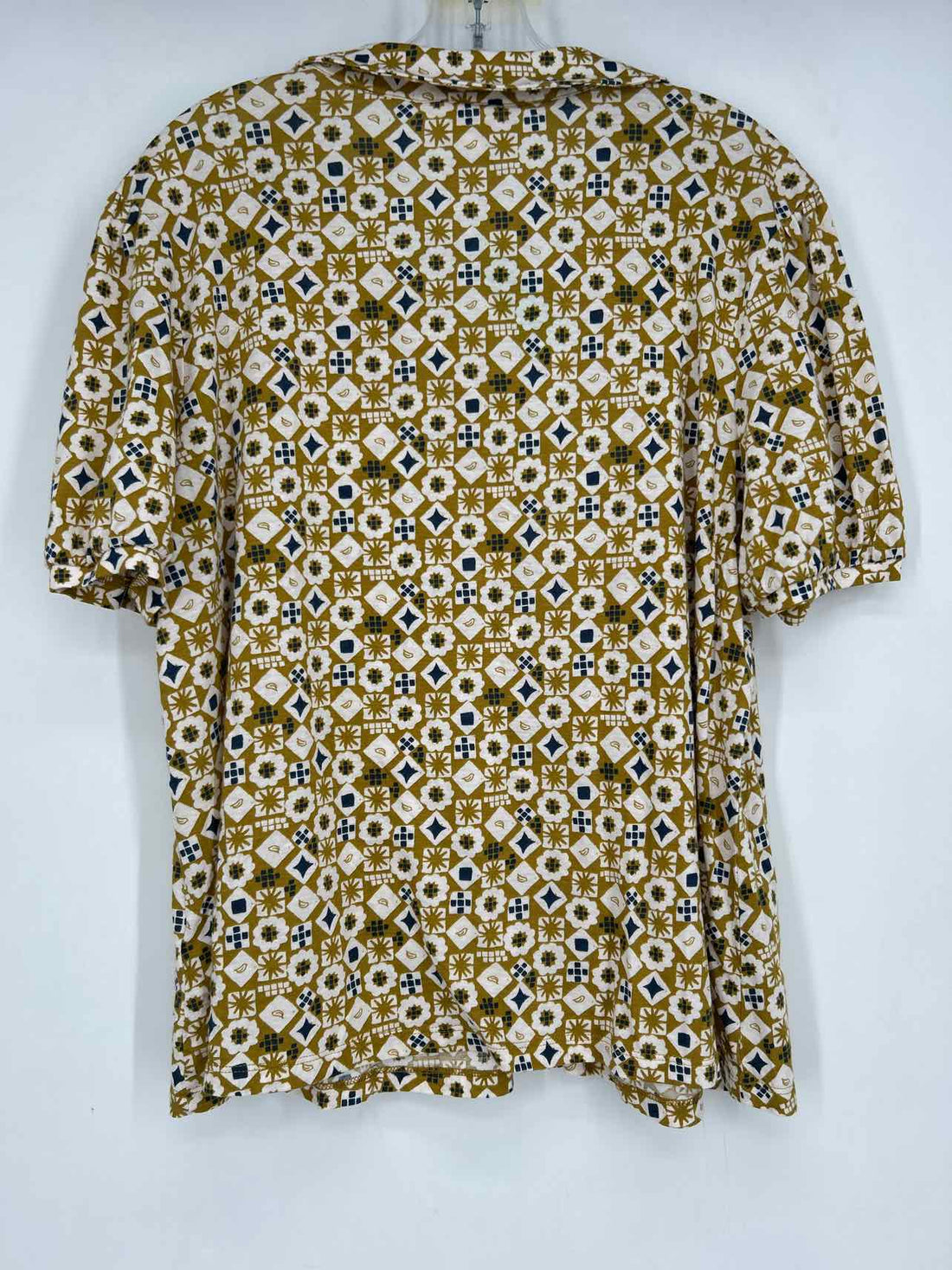 Seasalt Cornwall Size 12 Light Green & Navy Print Short Sleeve