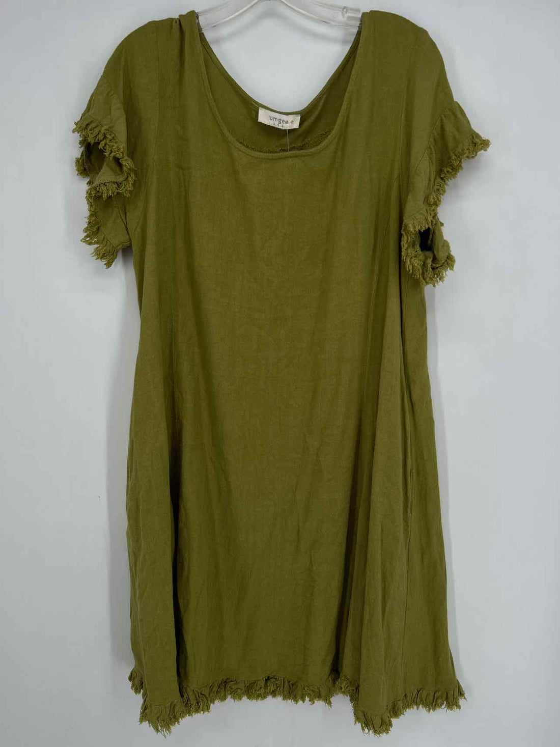 Umgee Size L Green Linen/Cotton Dress