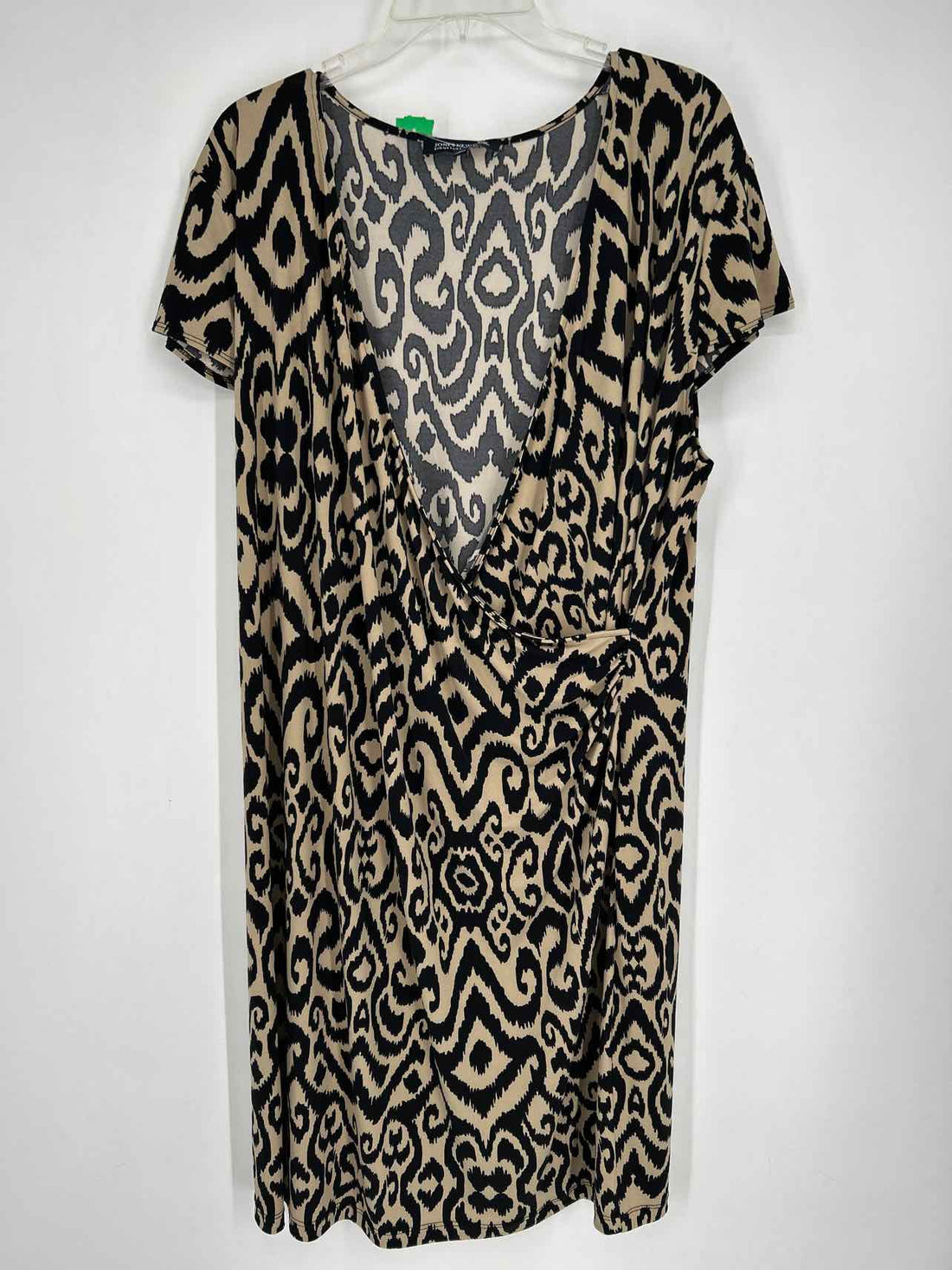 Jones New York Size 3X Black & Tan Short Sleeve Dress