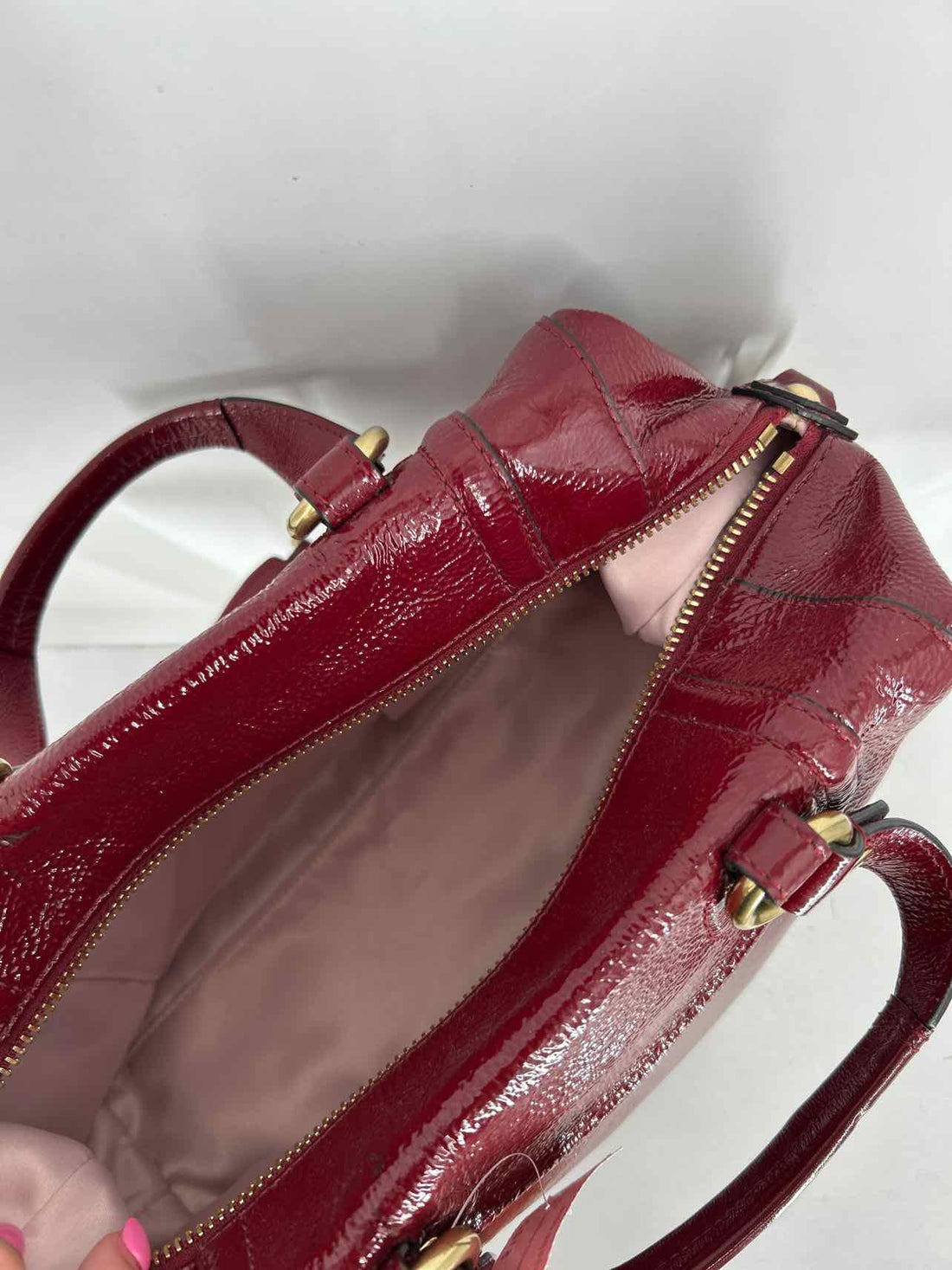 Coach Dark Red Patent Leather Good Satchel