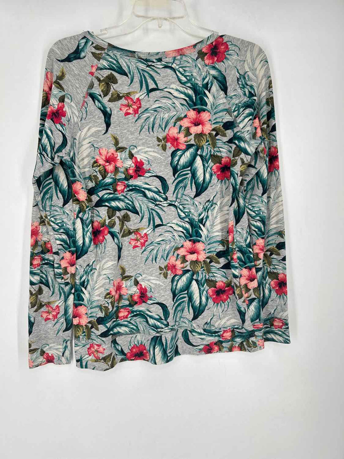 Tommy Bahama Size S Light Gray Floral Long Sleeve