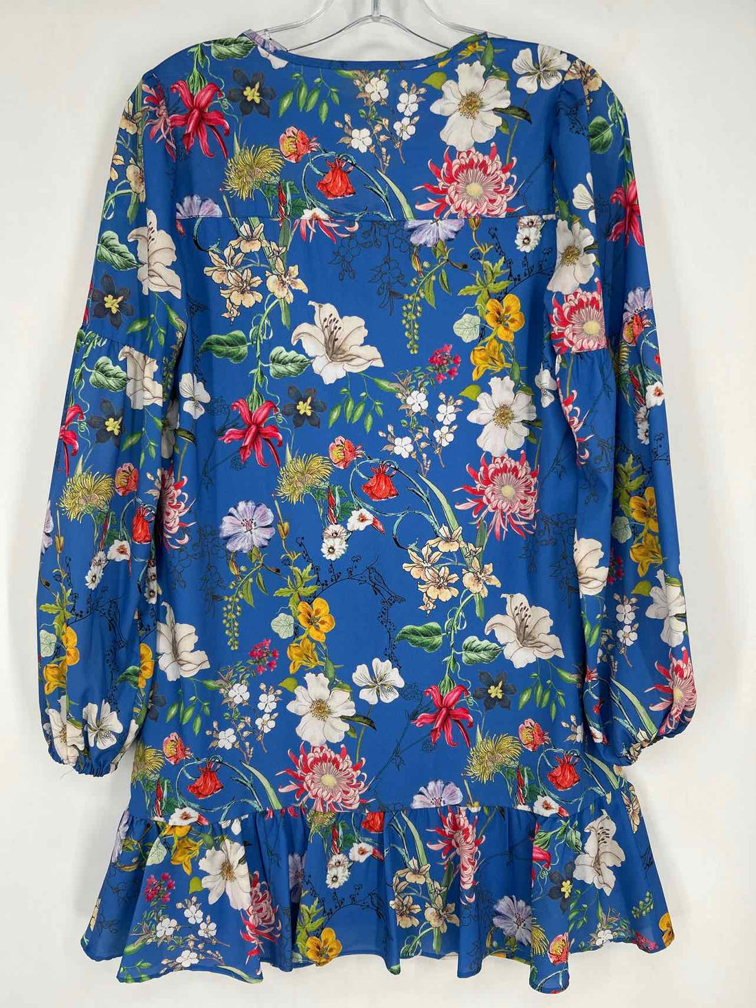 Parker Size S Blue Floral Long Sleeve Dress