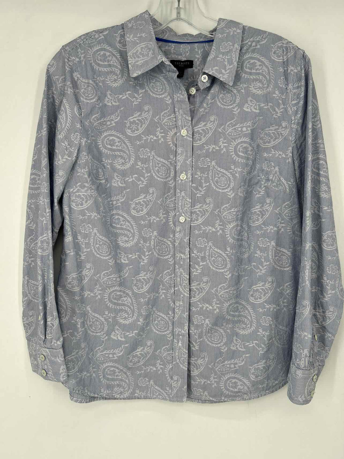 Talbots Size LP White & Blue Striped Long Sleeve