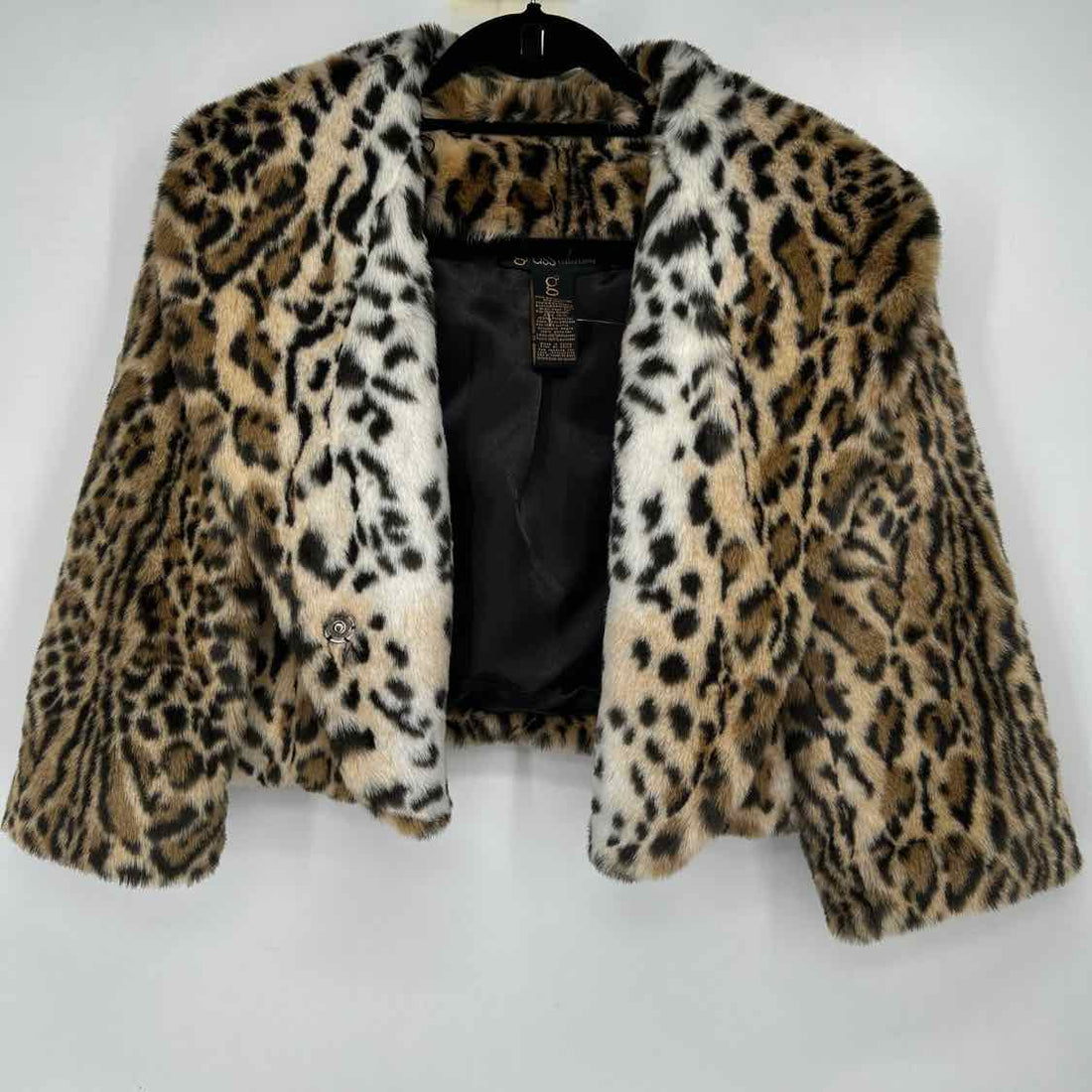 Grass Collection Size L Leopard Faux Fur Jacket
