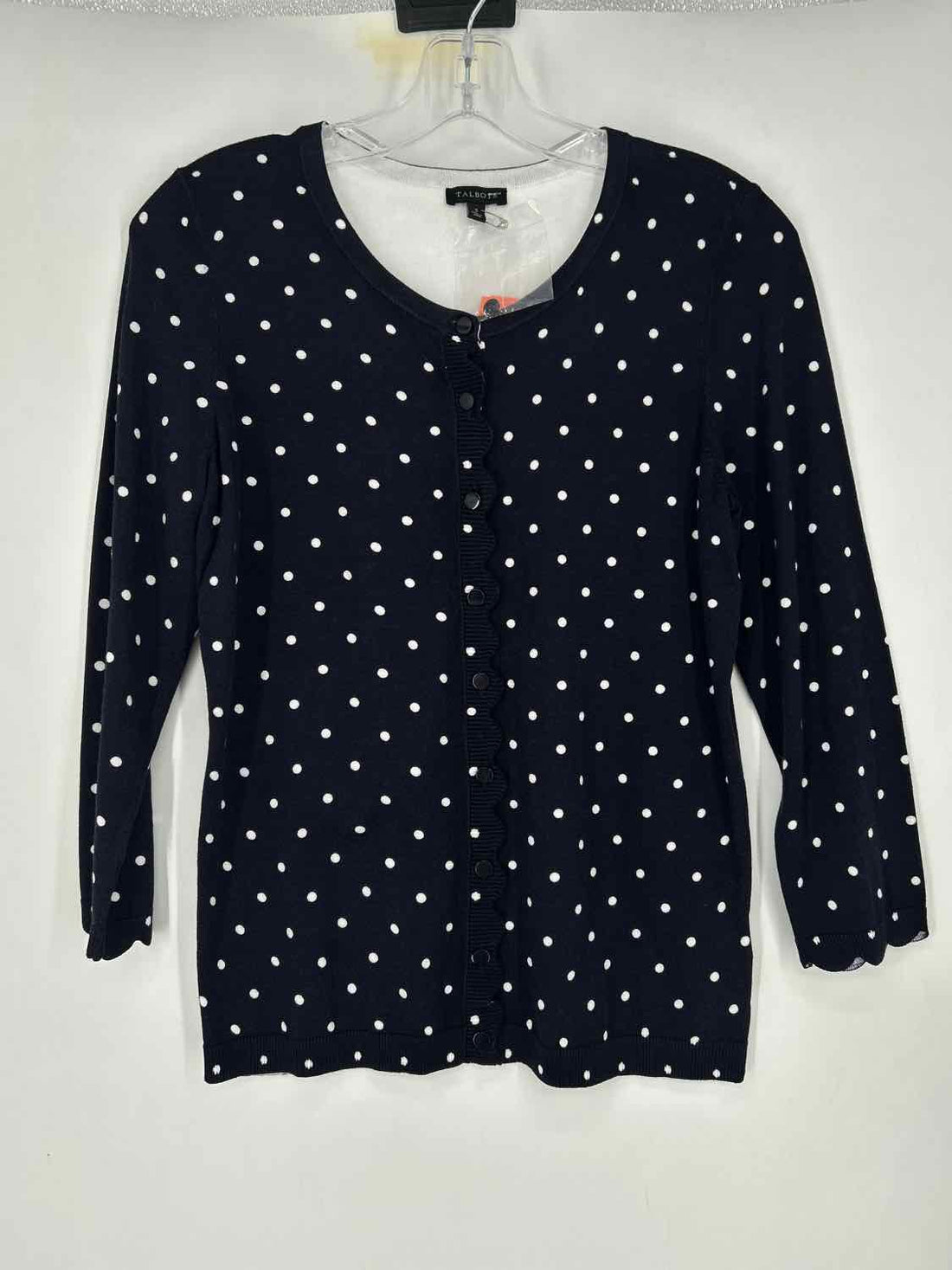 Talbots Size S Navy Polkadot Cardigan