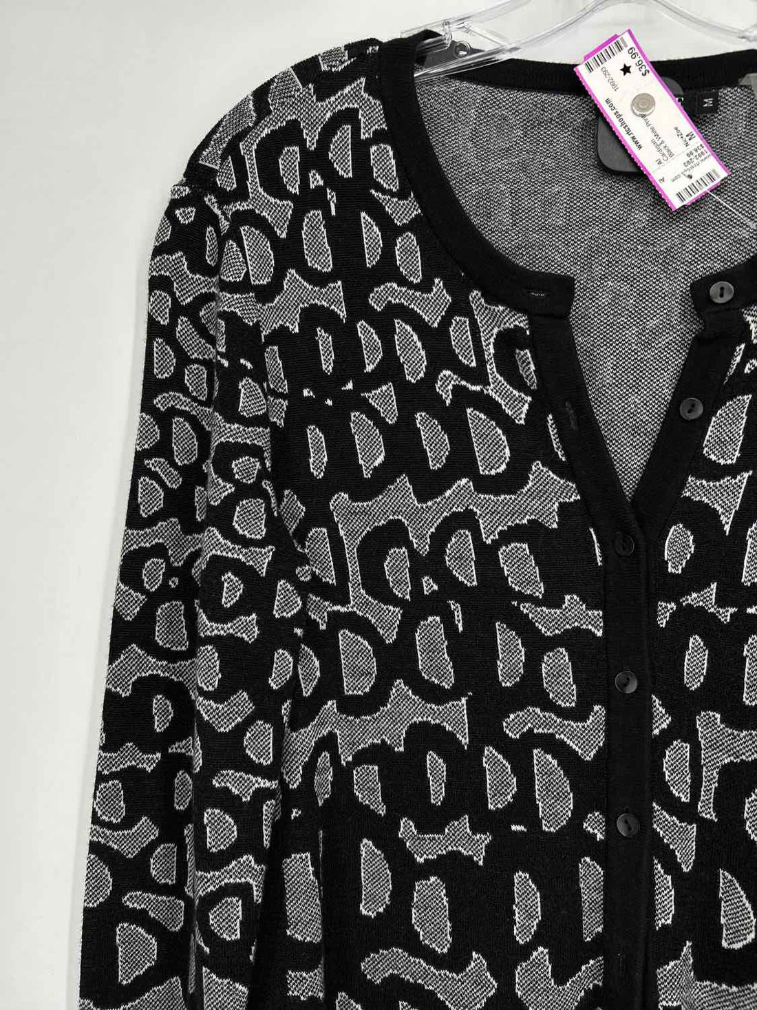 Nic+Zoe Size M Black & White Print Cardigan