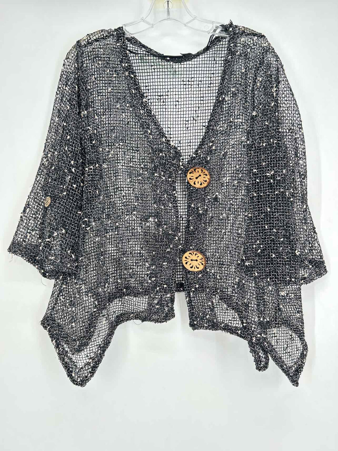 Nina Leonard Size XL Black & Cream Grid Mesh Jacket