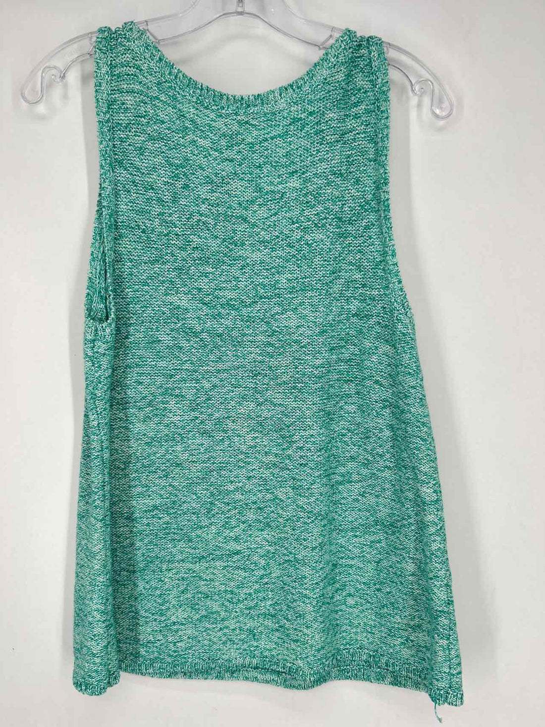 J Jill Size M Green & White Knit Tank Top