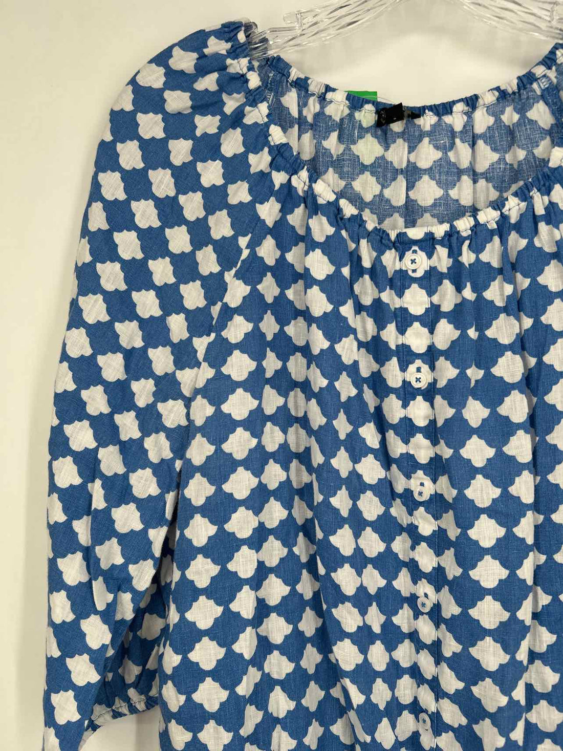 Talbots Size L Blue & White Linen Long Sleeve