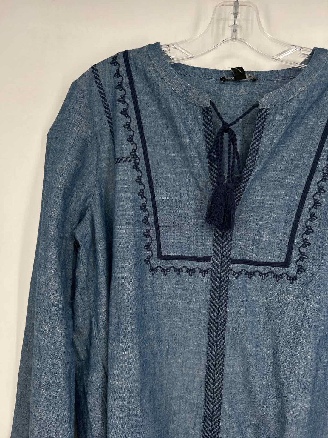 J Crew Size L Chambray Embroidered Long Sleeve