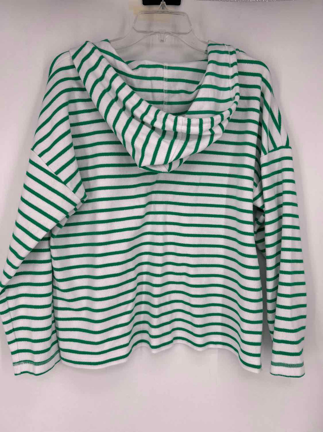 T By Talbots Size XL White & Green Striped Hoodie