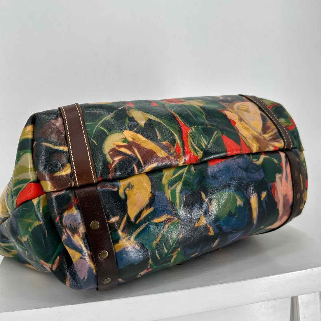 Patricia Nash Large Turnlock Brown Floral Tote