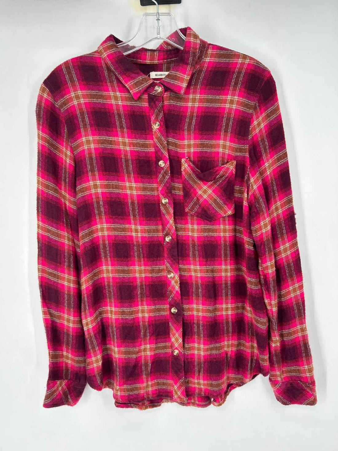 Thread + Supply Size M Pink Plaid Long Sleeve