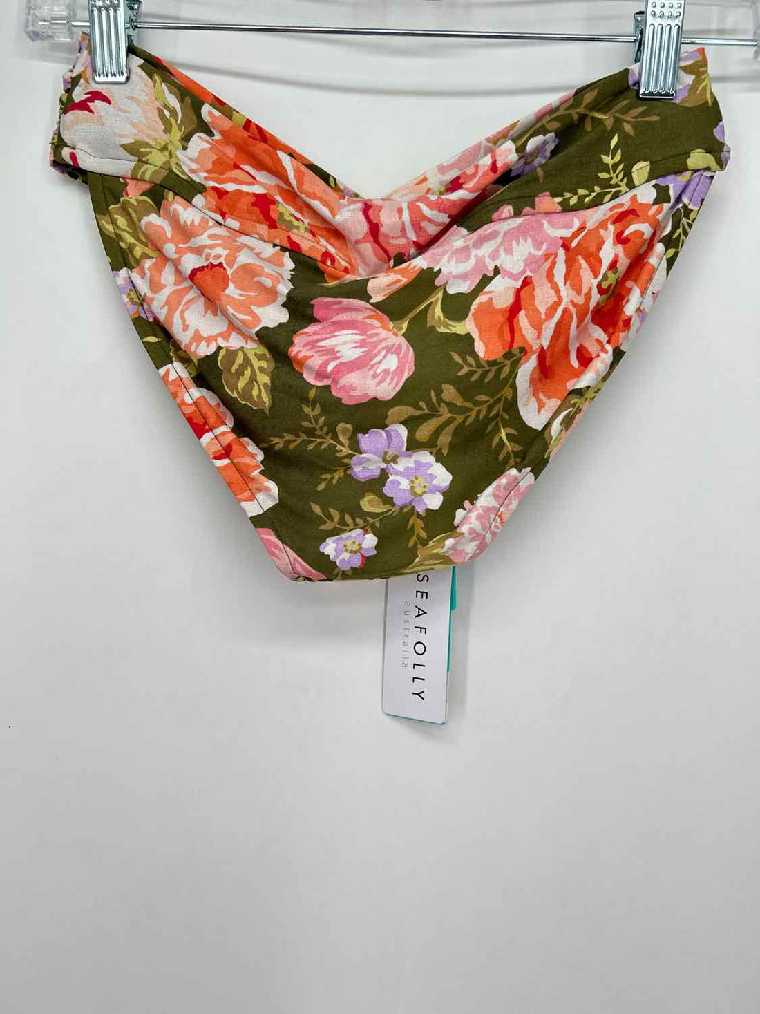Seafolly Size 6 Olive Floral NWT Swimsuit Twist Band Mini Hipster Bottom Only