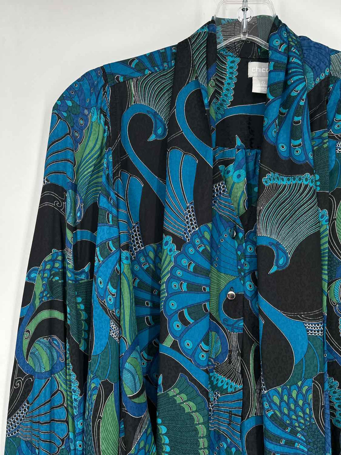Chicos Size 0 (s) Black Print Long Sleeve