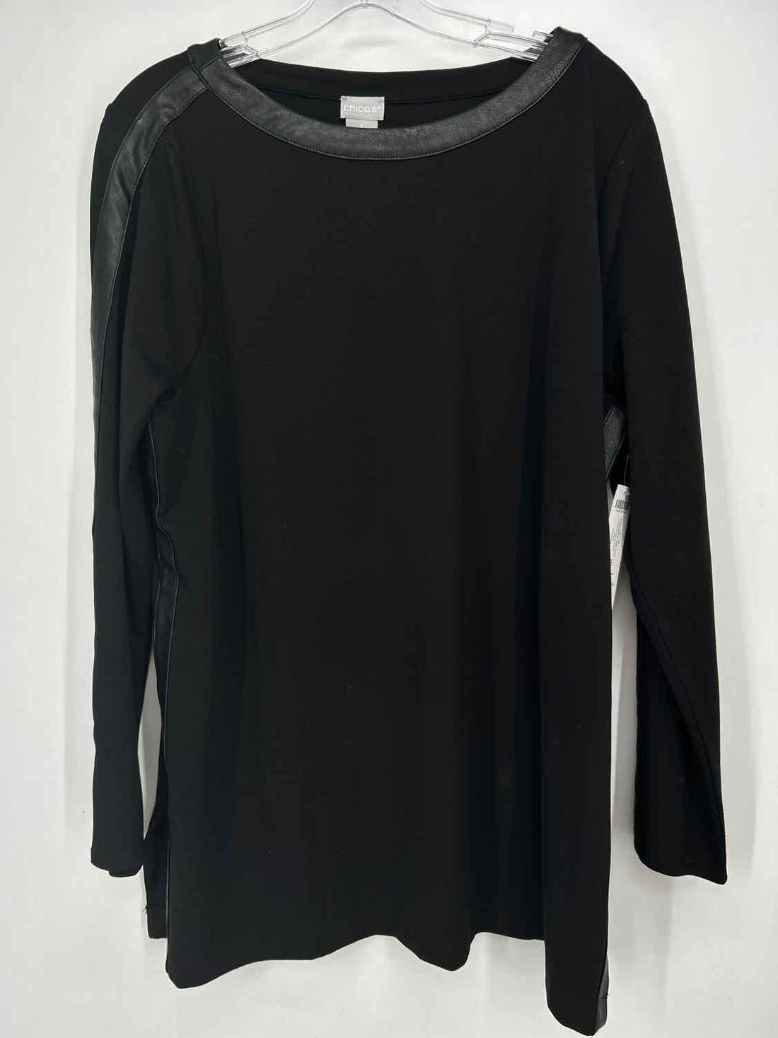 Chicos Size 3(XL) Black Faux Leather Pre Owned Long Sleeve