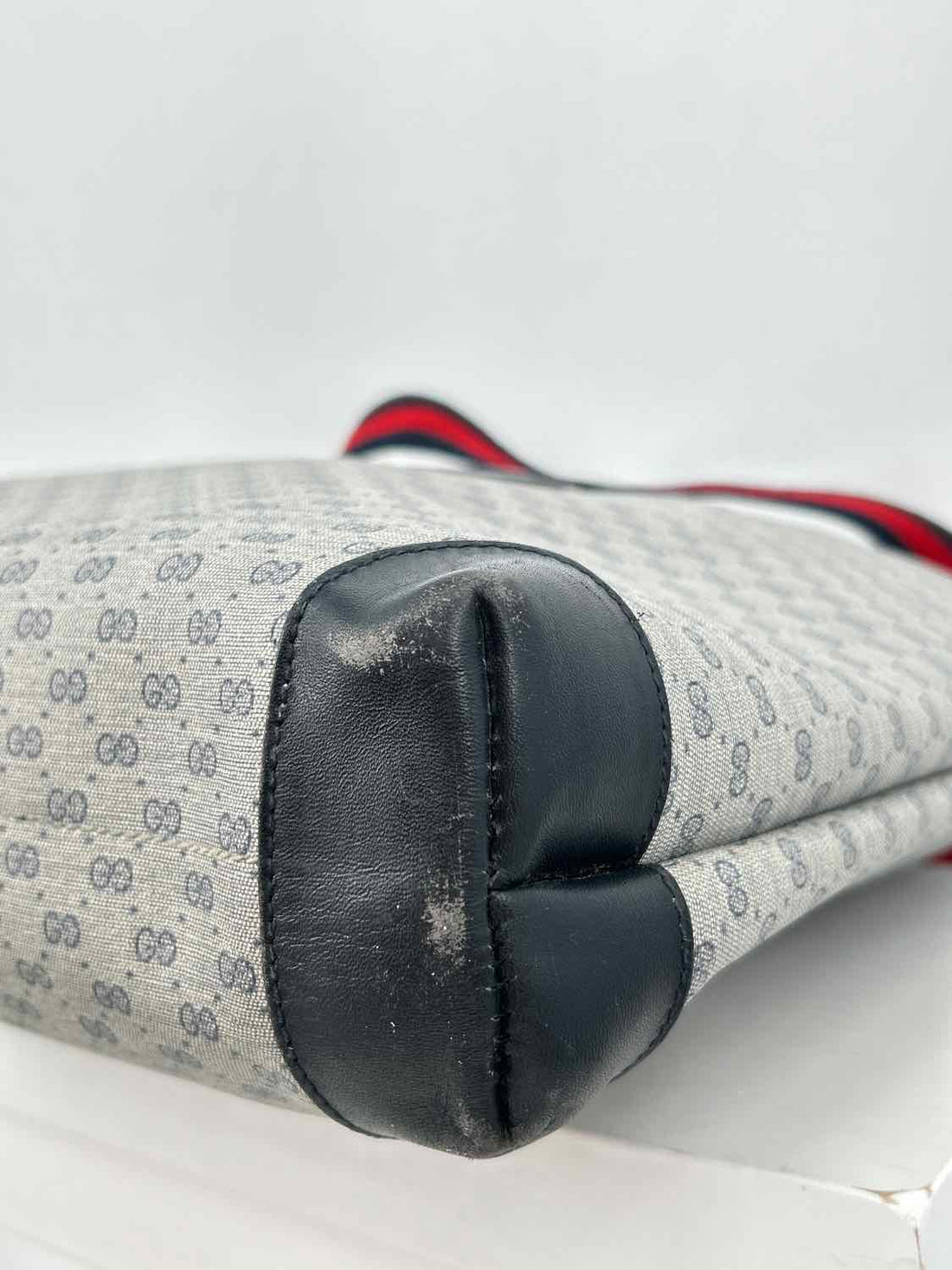 Gucci Navy Coated Canvas & Leather Vintage LUXURY