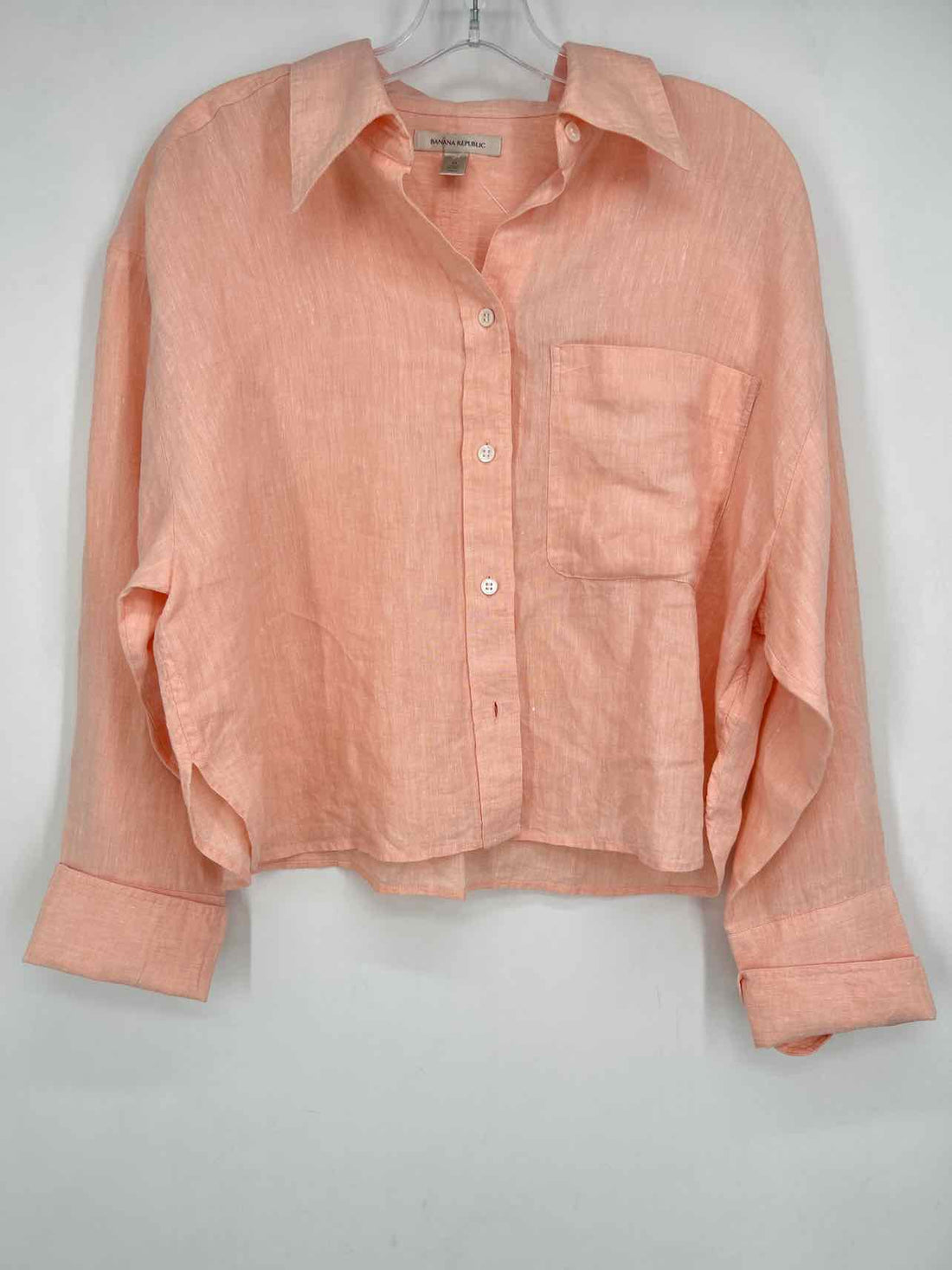 Banana Republic Size M Peach Linen Long Sleeve